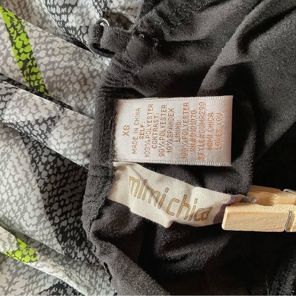 Mimi Chica Dress Grey Black Boho Southwest Maxi Size XS Western Print Sheer Long - Picture 7 of 12